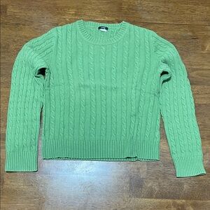 J. Crew Light Green Cable Knit Sweater
